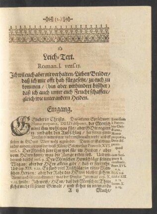 Leich-Text. Roman. I. vers. 13.