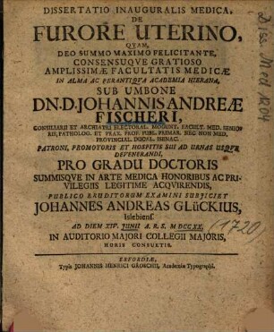 Dissertatio Inauguralis Medica, De Furore Uterino