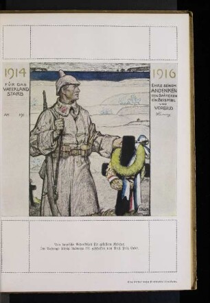 Das bayrische Gedenkblatt für gefallene Krieger. Im Auftrage König Ludwigs III. geschaffen von Prof. Fritz Erler.