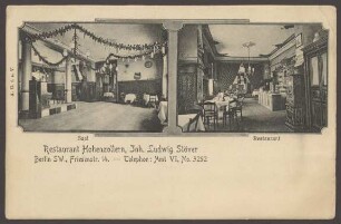 Ansichtskarte Restaurant "Hohenzollern", Innenansichten