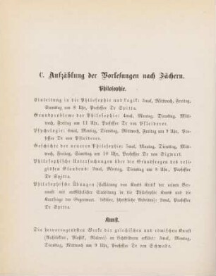 12-32, C. Aufzählung der Vorlesungen nach Fächern