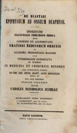 De diastasi epiphysium ab ossium diaphysi : Diss. inaug.
