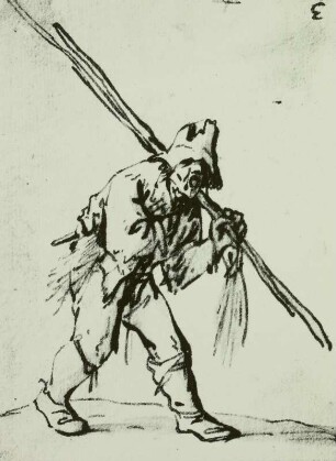 Bauer mit Stangen