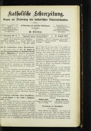 An die katholischen Lehrer Deutschlands