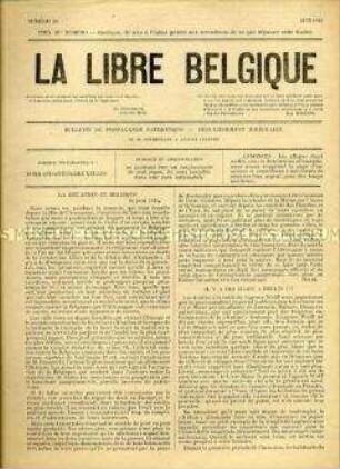 Illegale Wochenzeitung aus dem besetzten Belgien "La Libre Belgique" u.a. zur Situation und Stimmungslage in Belgien