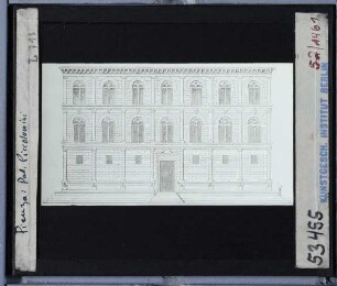 Pienza, Palazzo Piccolomini,(Architekturzeichnung) : Projekt der Fassade