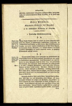 Erster Abschnitt. Allgemeine Geschichte des Prozesses bis zu der rechtskräftigen Entscheidung der Hauptsache.
