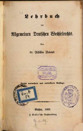 Lehrbuch des Allgemeinen Deutschen Wechselrechts