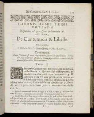Disputatio [...] Sexta, De Contumacia & Libello.