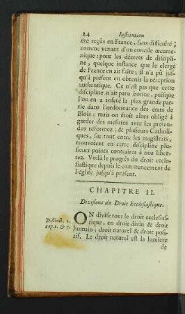 Chapitre II. Divisions du Droit Ecclesiastique.