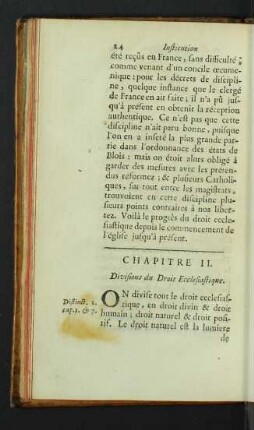 Chapitre II. Divisions du Droit Ecclesiastique.