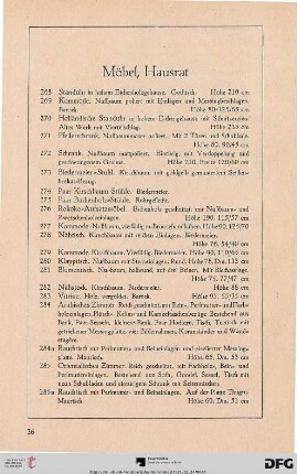 Möbel, Hausrat (Nr. 268-318)