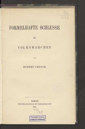 Formelhafte Schlüsse im Volksmärchen