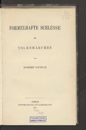 Formelhafte Schlüsse im Volksmärchen