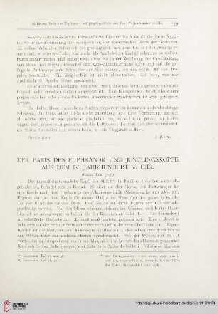 Der Paris des Euphranor und Jünglingsköpfe aus dem IV. Jahrhundert v. Chr.