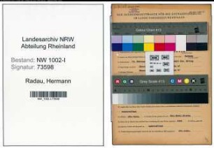 Entnazifizierung Hermann Radau , geb. 18.02.1899 (Fabrikant)