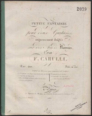 Petite fantaisie pour deux guitares : soigneusement doigtée sur des airs de Rossini ; oeuv. 200