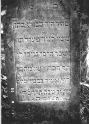 Grabstein 392 (Index: 99799646) Material: Sandstein Zustand: stark verwittert Maße HxBxT: 105x50x9 cm Beschreibung: Stele, eingezogener Rundbogenabschluß, Schriftfeld eingetieft: Grabstein 392 (Detailaufnahme)