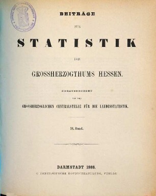 Beiträge zur Statistik des Großherzogtums Hessen. 31. 1888