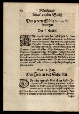 Das vierdte Buch/ Von jedern Müntz Sorten insonderheit.