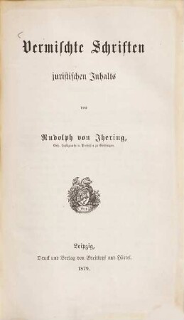 Vermischte Schriften juristischen Inhalts
