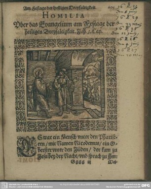 Homilia Uber das Evangelium am Festage der heiligen Dreyfaltigkeit. Joh. 3. Cap.