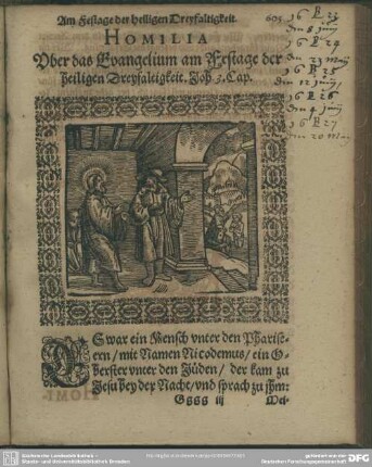 Homilia Uber das Evangelium am Festage der heiligen Dreyfaltigkeit. Joh. 3. Cap.