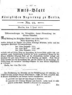No. 22, 7. Juni 1820