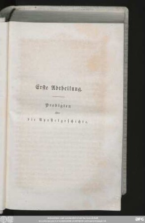 Erste Abtheilung. Predigten über die Apostelgeschichte.
