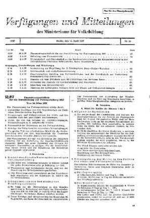 Finanzierungsrichtlinie für die Durchführung der Feriengestaltung 1957 : 15/57 vom 26. März 1957