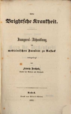 Über Brightsche Krankheit : Inaugural-Abhandlung