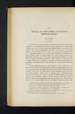 VII. Beitrag zur chronischen progressiven Ophthalmoplegie.