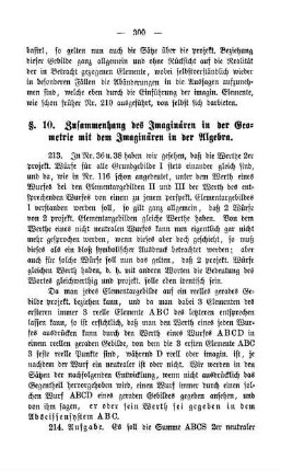 §.10. Zusammenhang des Imaginären in der Geometrie mit den Imaginären in der Algebra.