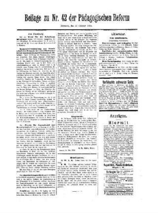 Litteratur : Beilage zu Nr. 42 der Pädagogischen Reform