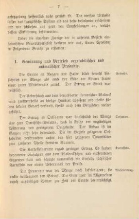 I. Gewinnung und Vertrieb vegetabilischer und animalischer Produkte.