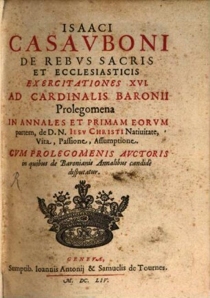 Exercitationes 16 de rebus sacris et ecclesiasticis