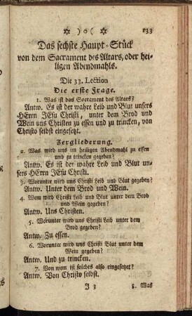 Das sechste Haupt-Stück von dem Sacrament des Altars, oder heiligen Abendmahls.