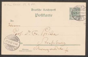 Postkarte an Friedrich Spitta : 26.05.1897