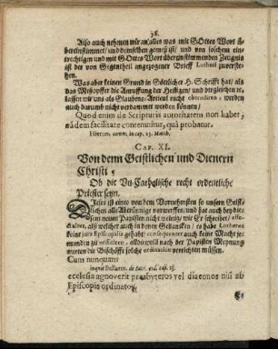 Cap. XI. Von denn Geistlichen und Dienern Christi. [...]