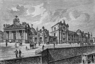 Die neue Kunstakademie und der neue Kunstausstellungspalast auf der Brühlschen Terrasse zu Dresden. Erbaut von Constantin Lipsius