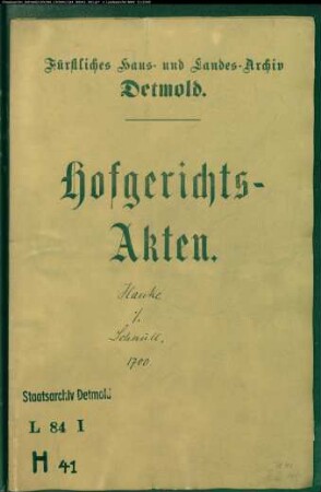 Hanke, Henrich zu Hohenhausen gegen Jürgen Schnüll und Joh. Simon Osterhage zu Hohenhausen, Franz Rumbke zu Brokhausen und Kord Stock - Schuldforderung