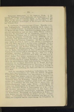 II. Aufzucht, Ernährung und Pflege.