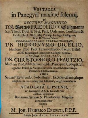 Vestalia in Panegyri maxime solenni