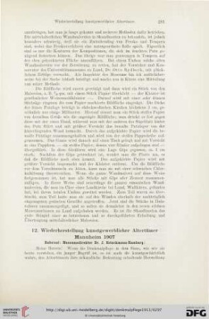 Wiederherstellung kunstgewerblicher Altertümer