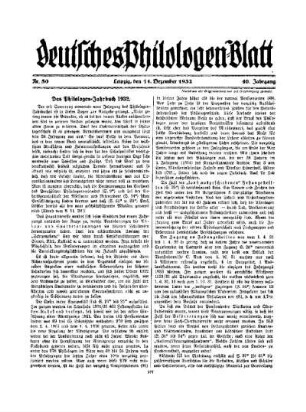 Das Philologen-Jahrbuch 1932