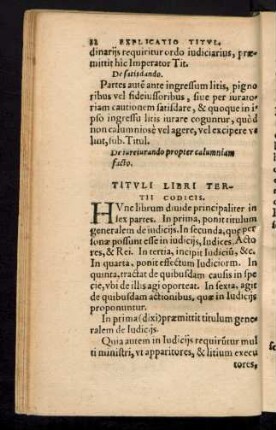 Tituli Libri Tertii Codicis.
