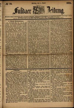 Ausgabe vom Freitag, den 04. April 1884.