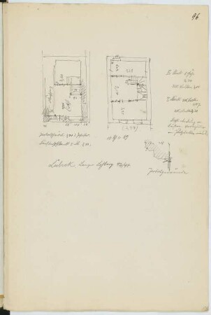 Haus am Langen Lohberg, Lübeck: Grundrisse, Detail (aus: Skizzen- und Fotoalbum 17)