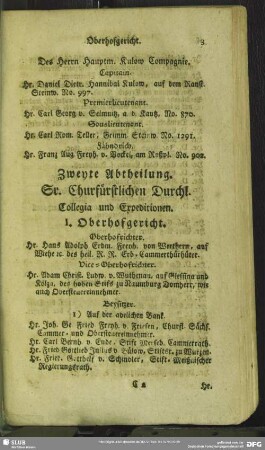 Zweyte Abtheilung. Sr. Churfürstlichen Durchl. Collegia und Expeditionen