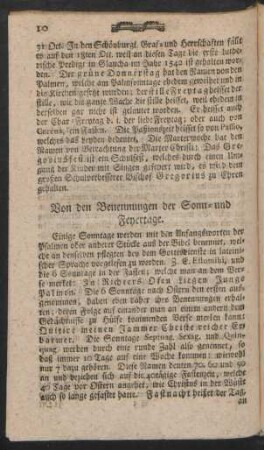 Von den Benennungen der Sonn- und Feyertage